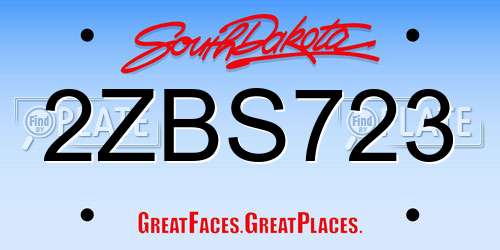 2ZBS723 South Dakota License Plate