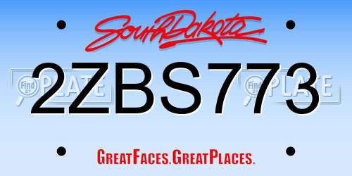 2ZBS773 South Dakota License Plate