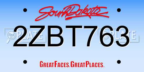 2ZBT763 South Dakota License Plate