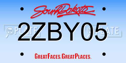 2ZBY05 South Dakota License Plate