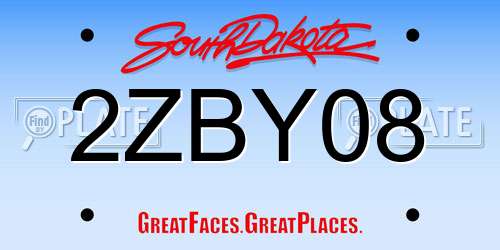 2ZBY08 South Dakota License Plate