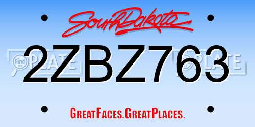 2ZBZ763 South Dakota License Plate