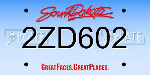 2ZD602 South Dakota License Plate