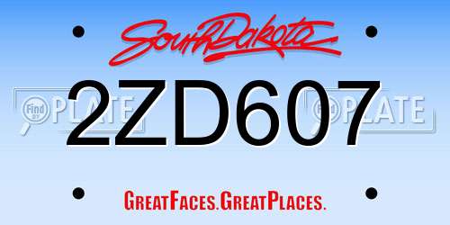 2ZD607 South Dakota License Plate