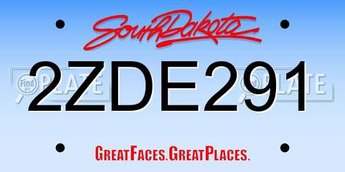 2ZDE291 South Dakota License Plate