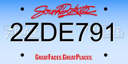 2ZDE791 South Dakota License Plate