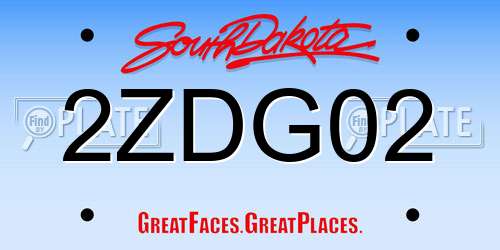 2ZDG02 South Dakota License Plate