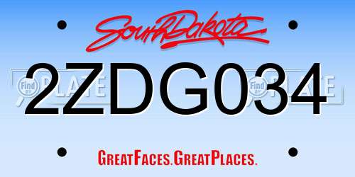 2ZDG034 South Dakota License Plate