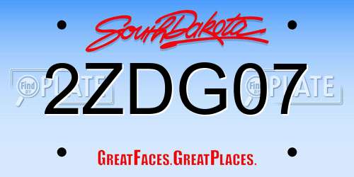 2ZDG07 South Dakota License Plate