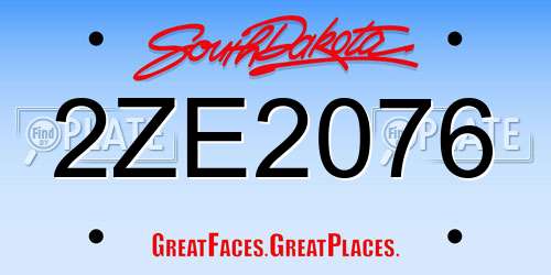 2ZE2076 South Dakota License Plate