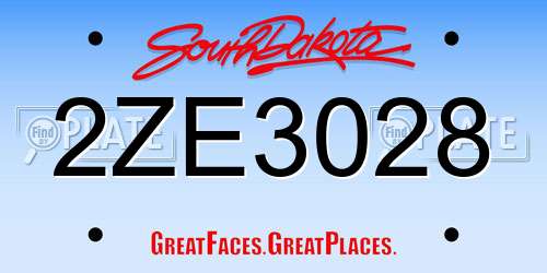 2ZE3028 South Dakota License Plate