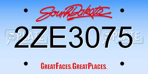 2ZE3075 South Dakota License Plate