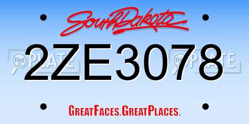 2ZE3078 South Dakota License Plate