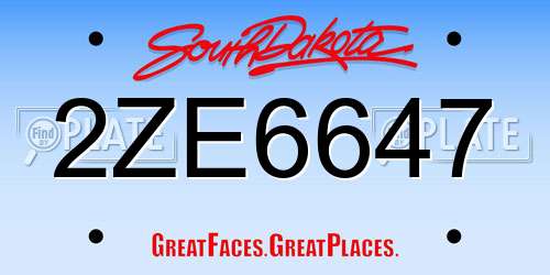 2ZE6647 South Dakota License Plate