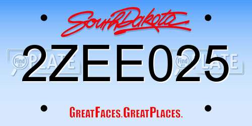 2ZEE025 South Dakota License Plate