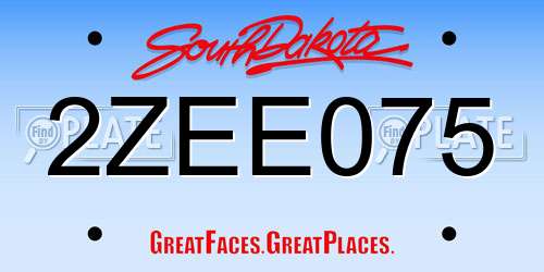 2ZEE075 South Dakota License Plate