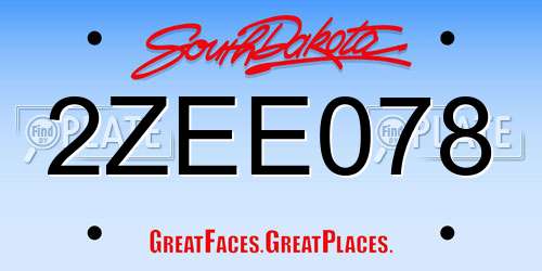 2ZEE078 South Dakota License Plate