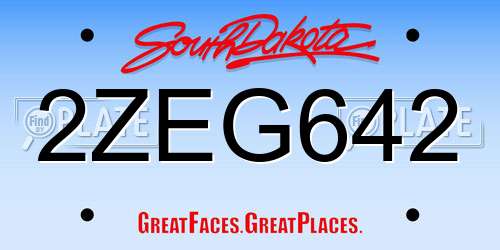 2ZEG642 South Dakota License Plate