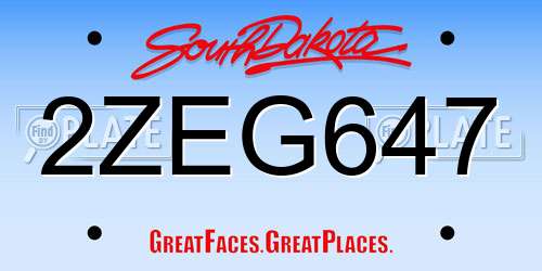 2ZEG647 South Dakota License Plate