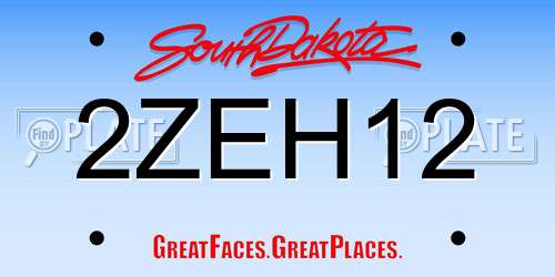2ZEH12 South Dakota License Plate