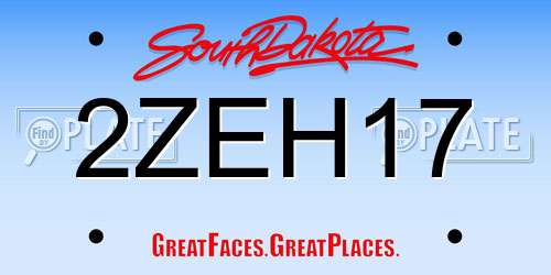 2ZEH17 South Dakota License Plate