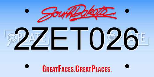 2ZET026 South Dakota License Plate