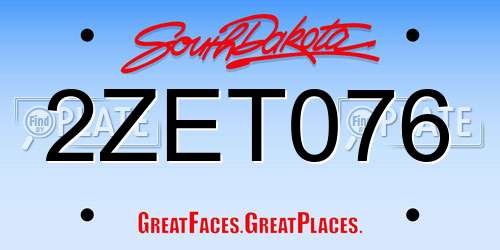 2ZET076 South Dakota License Plate