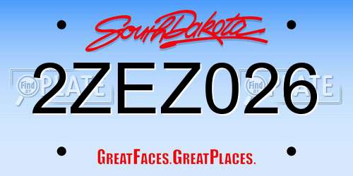 2ZEZ026 South Dakota License Plate