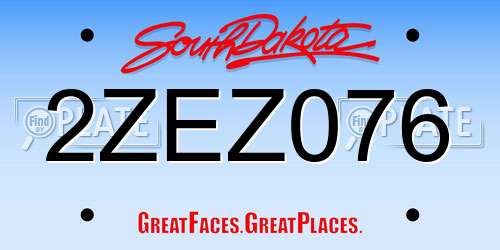 2ZEZ076 South Dakota License Plate