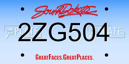 2ZG504 South Dakota License Plate