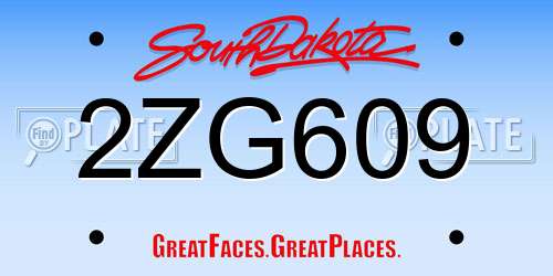 2ZG609 South Dakota License Plate
