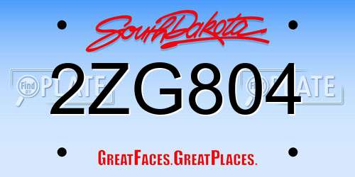 2ZG804 South Dakota License Plate