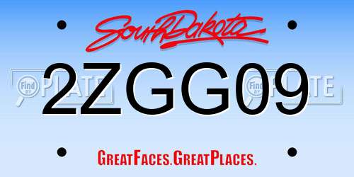 2ZGG09 South Dakota License Plate