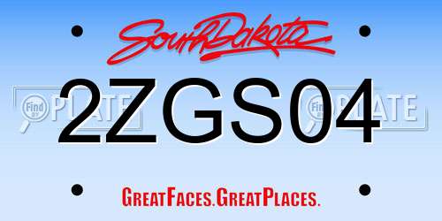 2ZGS04 South Dakota License Plate