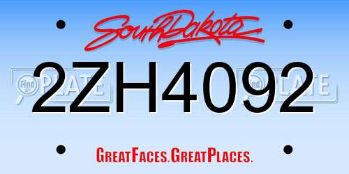 2ZH4092 South Dakota License Plate