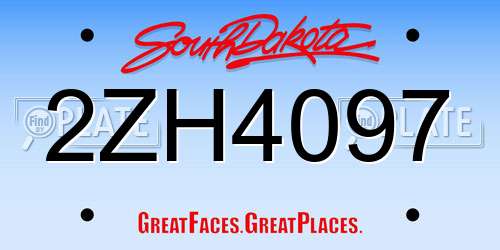 2ZH4097 South Dakota License Plate