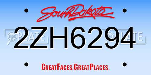 2ZH6294 South Dakota License Plate