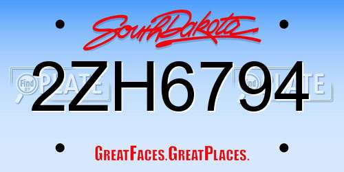 2ZH6794 South Dakota License Plate