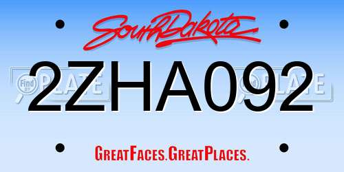 2ZHA092 South Dakota License Plate