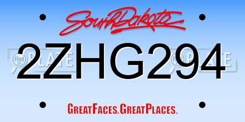 2ZHG294 South Dakota License Plate