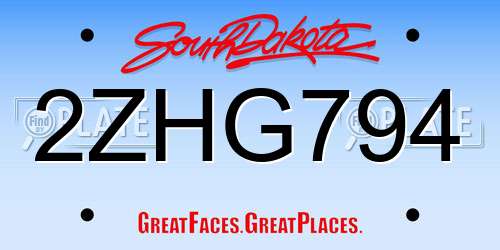 2ZHG794 South Dakota License Plate