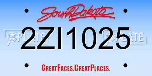 2ZI1025 South Dakota License Plate