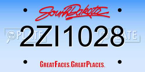 2ZI1028 South Dakota License Plate