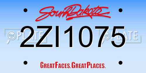 2ZI1075 South Dakota License Plate