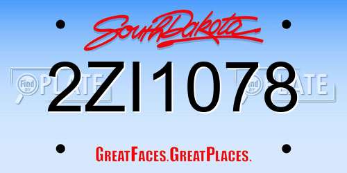 2ZI1078 South Dakota License Plate