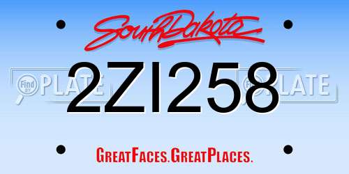 2ZI258 South Dakota License Plate