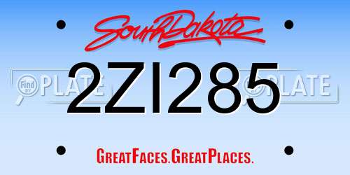 2ZI285 South Dakota License Plate