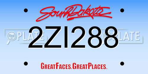 2ZI288 South Dakota License Plate