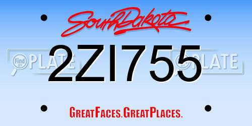 2ZI755 South Dakota License Plate