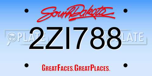 2ZI788 South Dakota License Plate